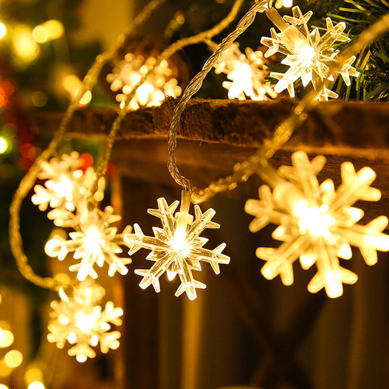 ไฟสายประดับ LED รูปเกล็ดหิมะสำหรับตกแต่งไฟสายประดับในบ้านต้นคริสต์มาสของตกแต่งงานปาร์ตี้ของขวัญสุขสันต์วันปีใหม่