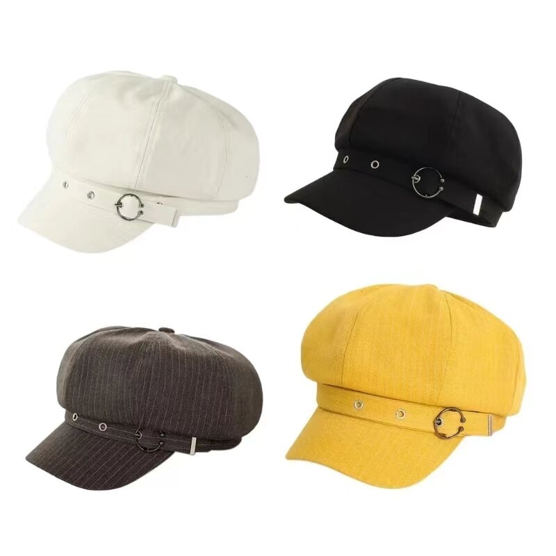 女性の八角形のアヒルの舌の帽子,レトロなファッション,英国の綿の野球帽,芸術的,秋と冬