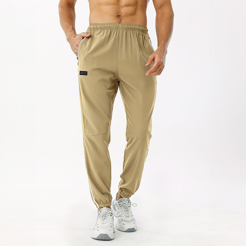 Moletom masculino de secagem rápida, calça casual solta, elástico na cintura, calça elástica de treino para corrida, verão