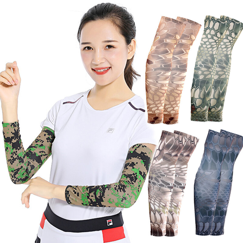 Unisex Arm Sleeves Cover Women UV Sun Protection Gloves Men Sports Running Outdoor Fishing Cycling Driving Sleeves Camouflage