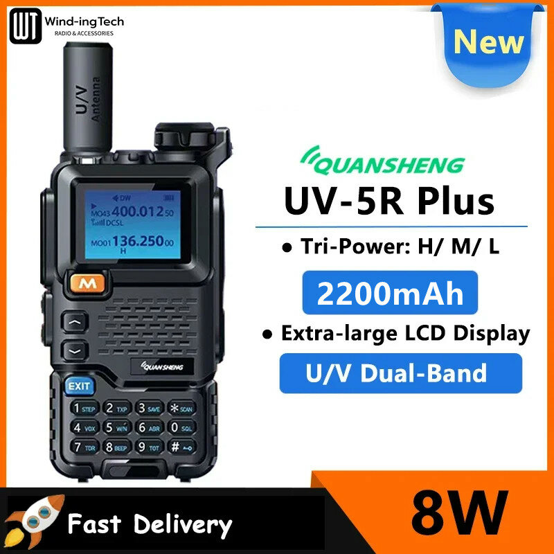 UV-5R PLUS Quansheng krótkofalówka Tri-Power dwuzakresowy zespół policyjny UHF/VHF 350-390MHz dwukierunkowy nadajnik-odbiornik radiowy