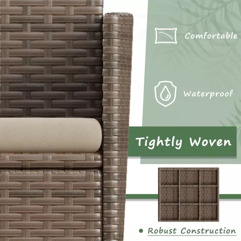 Buiten Sofa Set Van 4 Met Zacht Kussen En Glazen Tafel, Terrasmeubilair 4 Stuks Conversatieset, Outdoor Rieten Rotan Stoelen