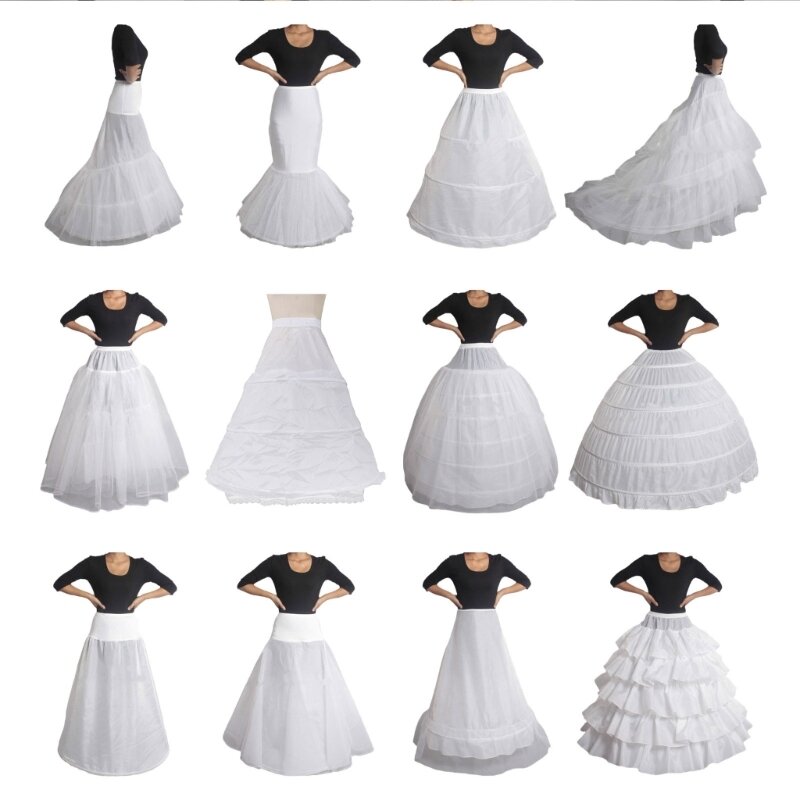 Women Crinoline Petticoat Hoop Skirts White Ball Gown Long Slips Underskirt for Lolita Cosplay Vintage Party Dropshipping