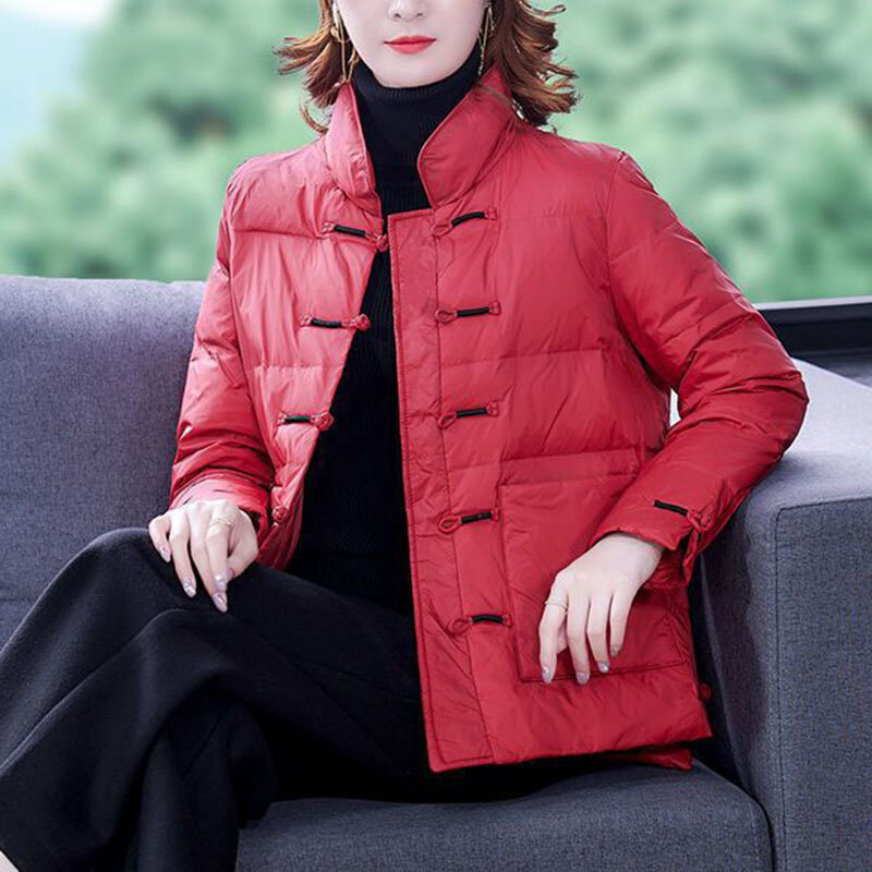 Autumn Winter Jacket Women 2023 New Fashion Lightweight Short Buckle Down Cotton Overcoat Female Casual Warm Parkas Outerwear