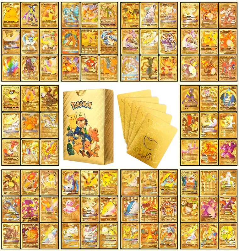 Cartas de Pokémon para jugar en inglés, español, francés, Charizard, Vmax, Gx, Anime raro, Pikachu, entrenador de batalla, colección de cartas, Juguetes