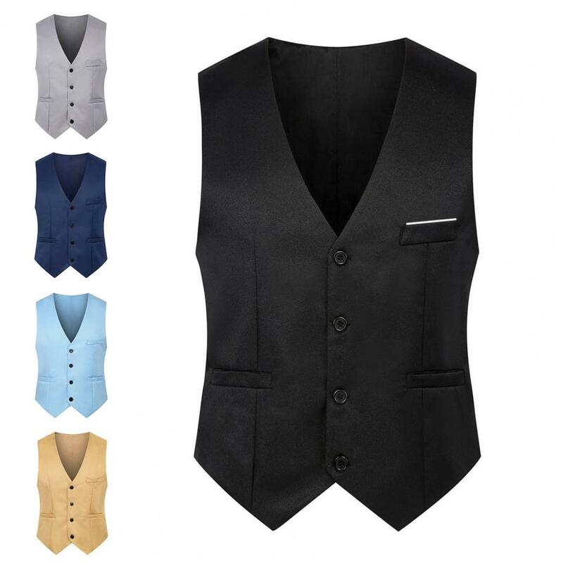 Fashionable Men Suit Business Cardigan V Neck Wash-and-wear Spring Waistcoat