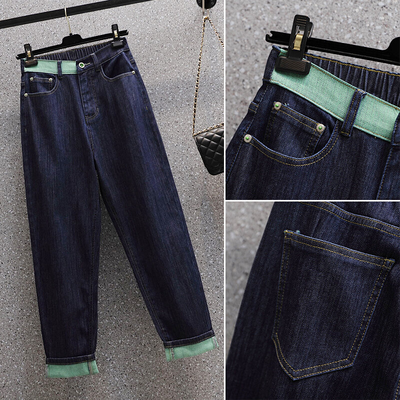 Женские свободные джинсы с высокой талией, повседневные Длинные шаровары из денима, весна-осень 2023