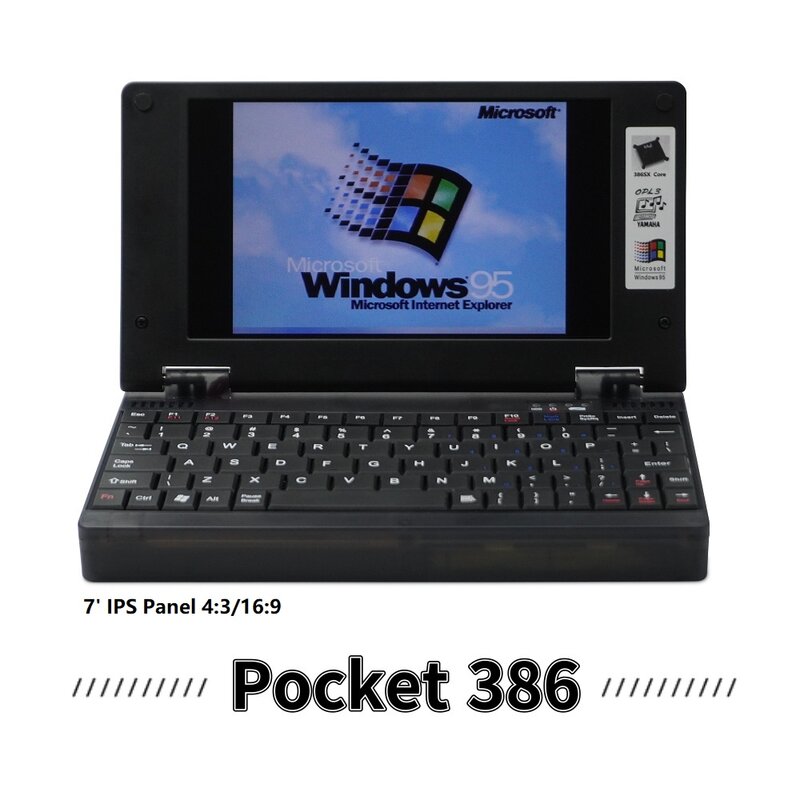 Ordinateur de poche rétro DOS, mise à niveau du processeur 386sx, Pocket386, Windows Hand386, 386