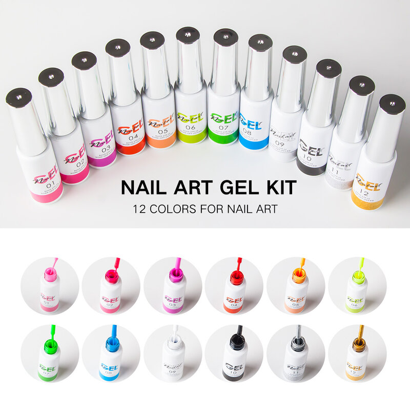 Esmalte de uñas de Gel híbrido, laca brillante para decoración de manicura, sellador de capa Base superior, Color negro y blanco, 12 colores