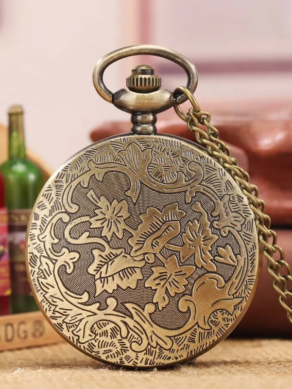 Bamboo leaves bamboo branches twigs retro pocket watch hanging decorations flip creative student exam elderly nostalgia
