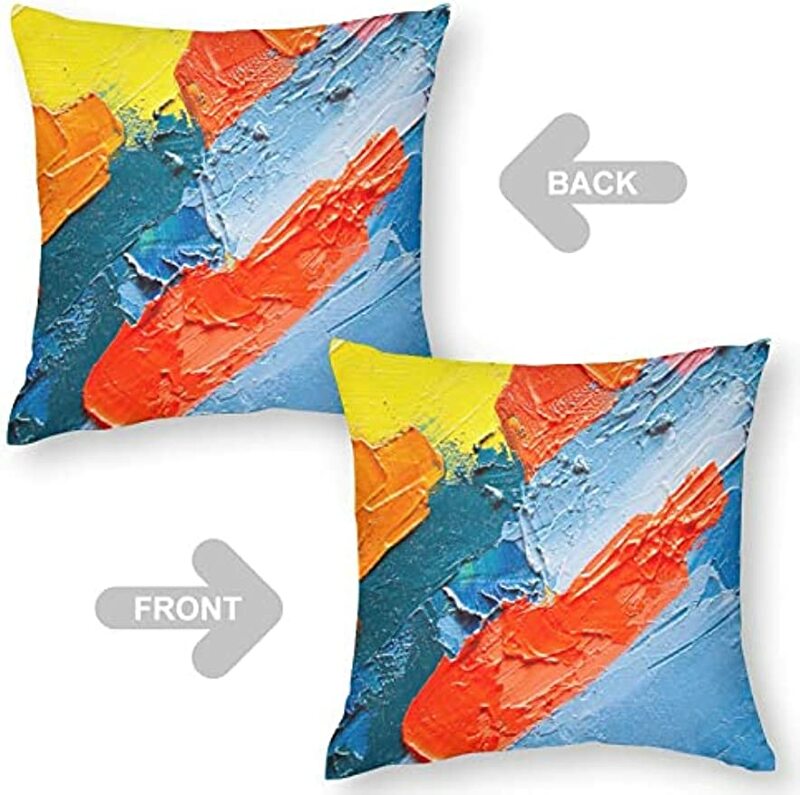Sarung bantal poliester, sarung bantal kotak dekoratif modis untuk Sofa tempat tidur,, biru abstrak dan kuning