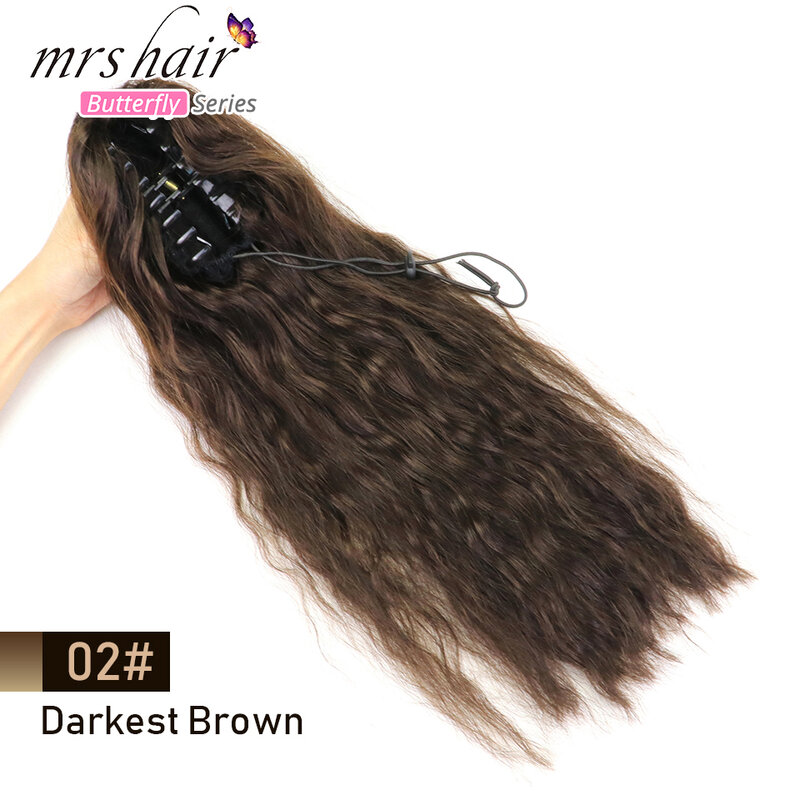 Ponytail rambut manusia gelombang air cakar pada tali pengikat rambut palsu 100G coklat hitam pirang 01 1B 02 P27-613 16 20 24 inci