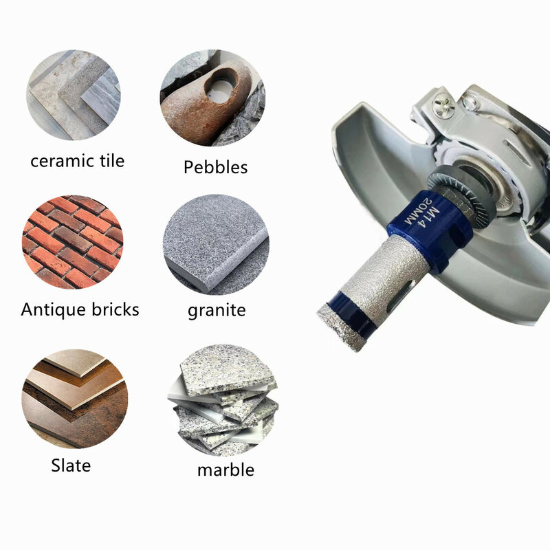 M14 vacuum welding diamond drill grinding finger drill bit 20/25/35mm for ceramic tiles, granite, marble, quartz hole drill