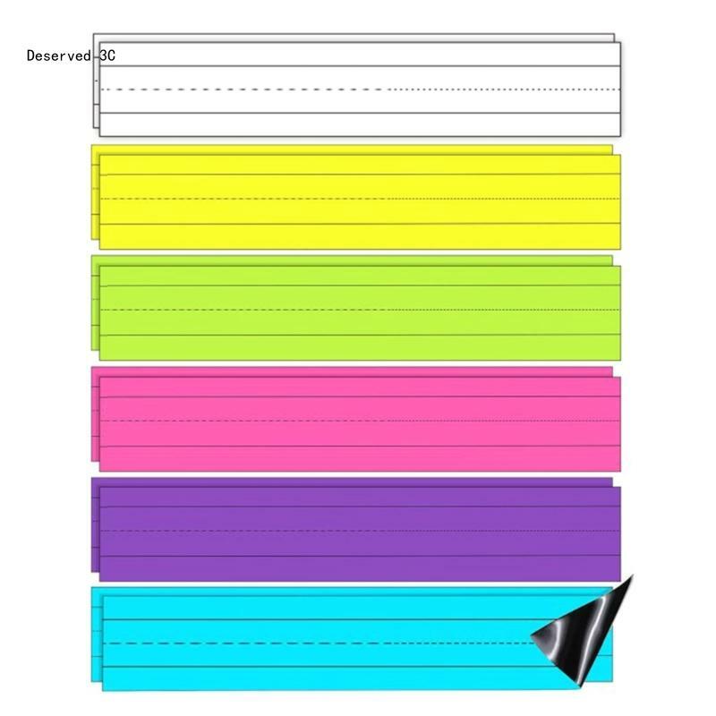 R9CB 6 Colors Sentence Strips with Magnets 12x3Inch Reusable Lined Sentence Strips