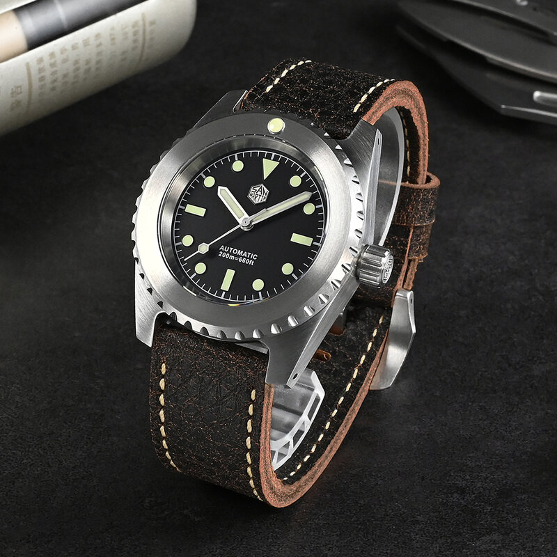 Мужские часы в стиле ретро San Martin, 41 мм, классические винтажные механические часы Miyota с автоподзаводом, 200 м, водонепроницаемые, SLN C3, светящиеся