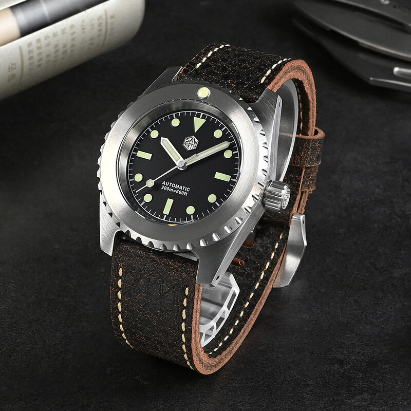 San Martin jam tangan Diver pria, arloji mekanis klasik 41mm Vintage Miyota berputar sendiri tahan air 200M SLN C3 bercahaya