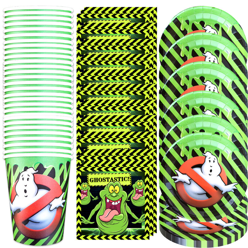 Ghostbusters Cartoon Theme Boys Favors Cups Plates Happy Birthday Party Napkins Decoration Events Supplies 60pcs/lot