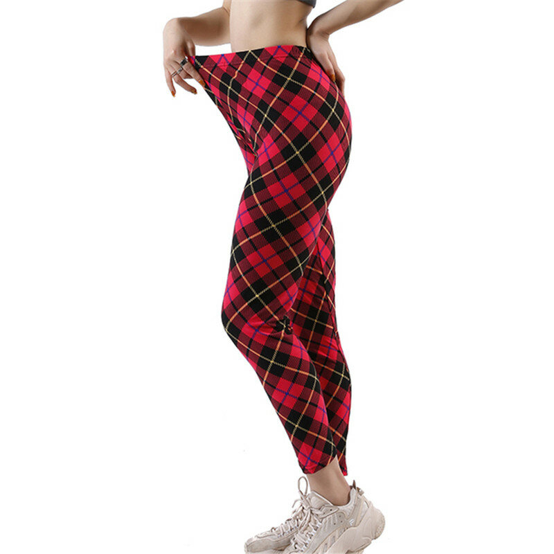 VISNXGI Women Sports Pants Fitness Push Up Leggings Gym High Waist Skinny Splicing Patch Colorful Print Pattern Ankle-Length