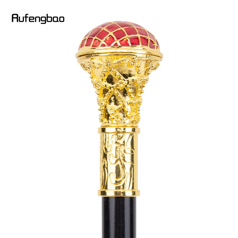 Bastone da passeggio dorato tipo palla rossa bastone da passeggio decorativo moda gentiluomo elegante pomello di canna Cosplay Crosier 90cm