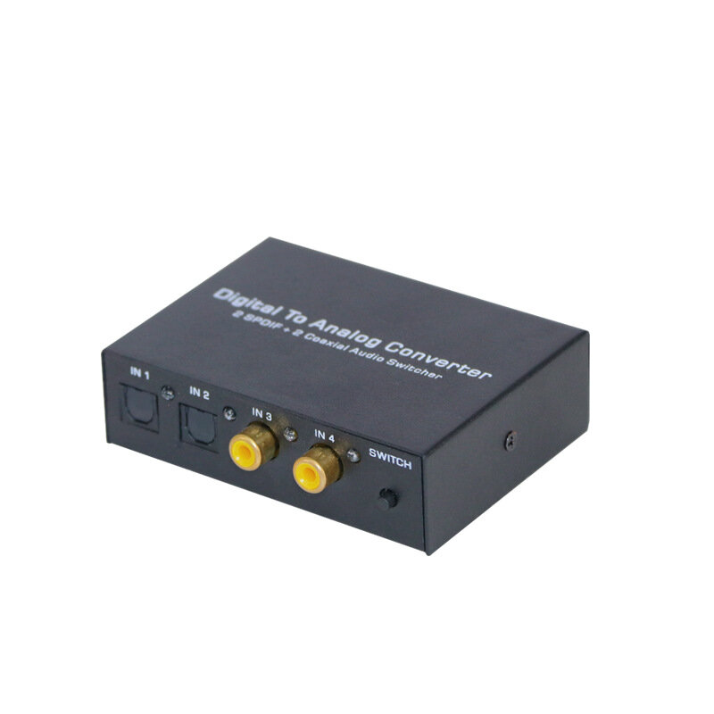 Fibra Digital dupla para analógico, 3,5 buracos decodificador de áudio, pode ser comutado com 2A fonte de alimentação, novo