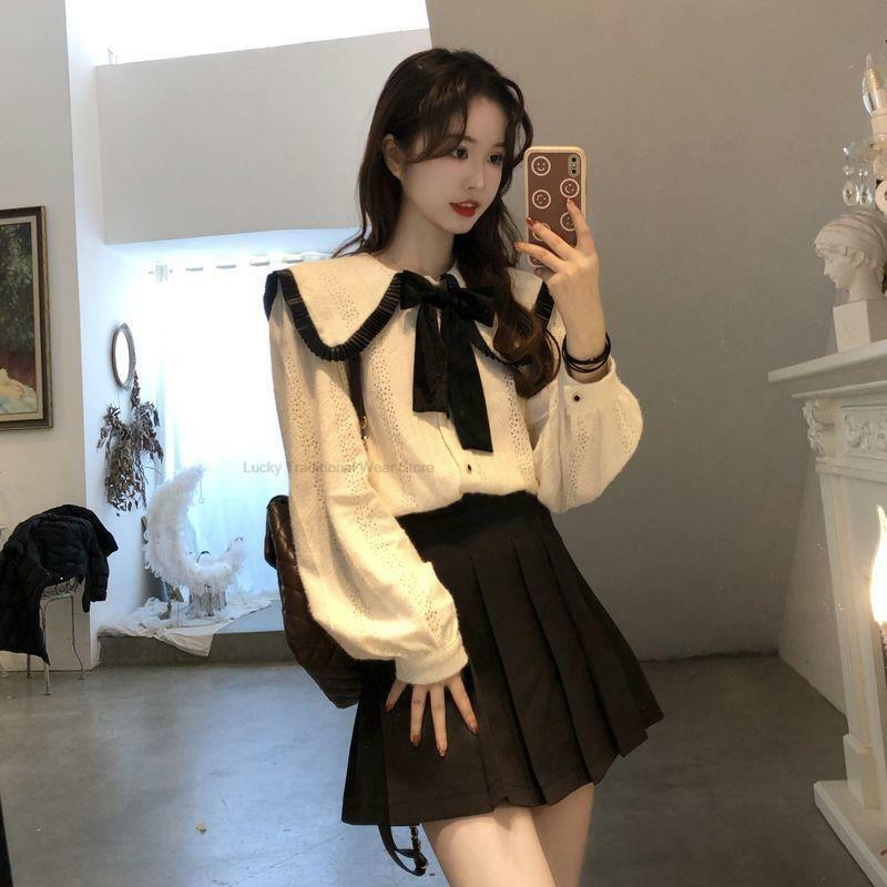 Japan Korea Style School Uniform Jk Improved Fashion Suit College Knitted Shirt Pleated Skirt Suit two-piece Set Jk Uniform Set
