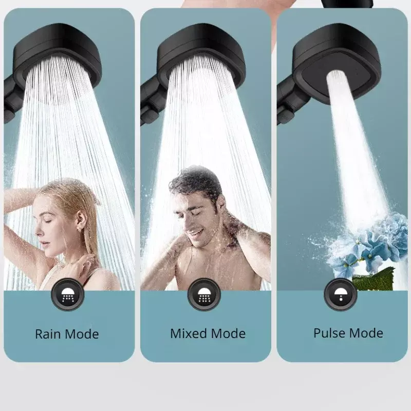 Cabezal de ducha de alta presión, ahorro de agua, 3 modos, ajustable, parada de una tecla, rociador de masaje de agua, accesorios de baño