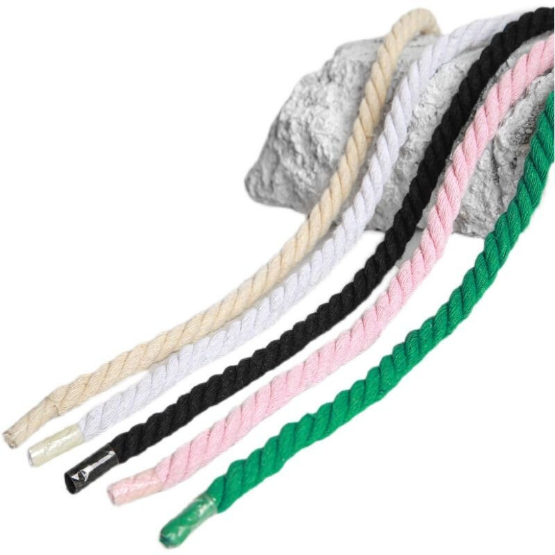 Cadarços grossos de algodão para homens e mulheres, corda torcida, cadarços de sapato de lona baixa, cordas de tênis, corda trançada, 2 pares por conjunto