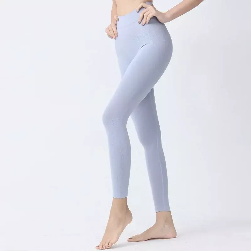 Celana yoga ukuran rata-rata celana ketat pinggul pinggang tinggi tanpa kelim celana kebugaran celana legging olahraga wanita