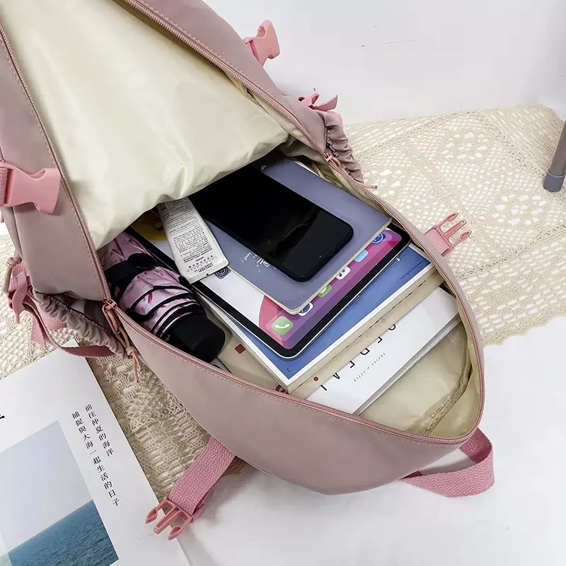 Клетчатый прозрачный кавайный рюкзак из ПВХ контрастных цветов для девочек и колледжа, милый большой нейлоновый школьный рюкзак для девочек и мальчиков, сумка