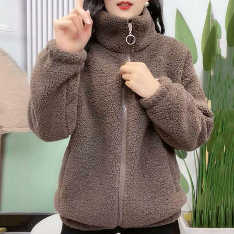 Jesienno-zimowa puszysta kurtka z polaru w stylu Streetwear Harajuku damska zimowa ciepła luźna opuszczane ramiona odzież damska
