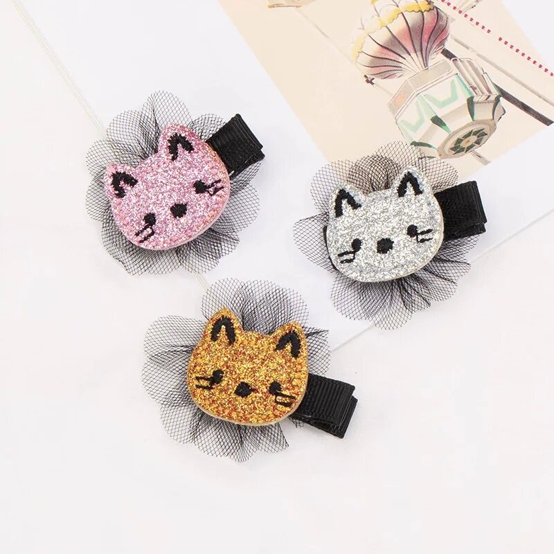 Cute Cartoon Animal Baby Hairpin Glitter Crown Barrettes for Baby Girls Flower Headdress Stars Lovely Puppy Cat Dolphin Hairpins