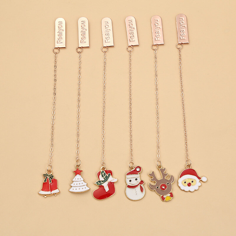1pcs Cute Christmas Bookmarks for Book Paper Clips Snowman Page Holder for School Teacher Stationery Office Supply Kid Xmas Gift