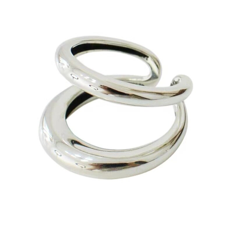925 Sterling Zilver Geometrische Unieke Dubbele Lijnen Ringen Voor Vrouwen Bohemian Verstelbare Open Vintage Ring Voor Party Verjaardagscadeau
