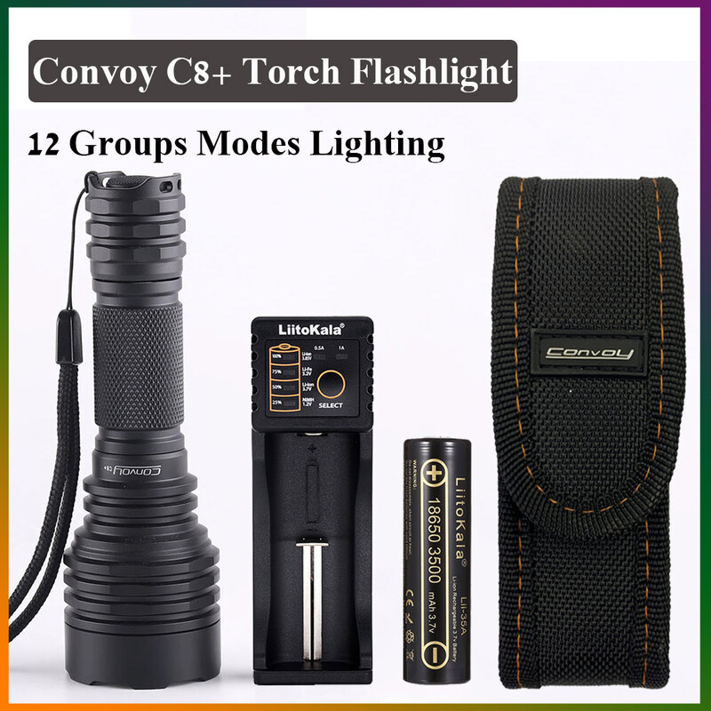 Convoy-Lampe de poche LED portable C8 + avec Sh192.SST40, torche, 12 groupes, modes d'éclairage, extérieur, randonnée, camping