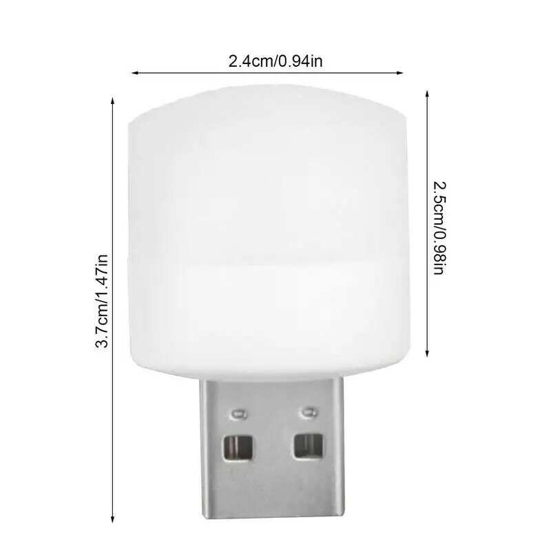 1 szt. Lampka USB z wtyczką LED do ochrony oczu USB lampka do czytania zasilanie mobilne ładowania okrągłe światło lampki nocnej LED