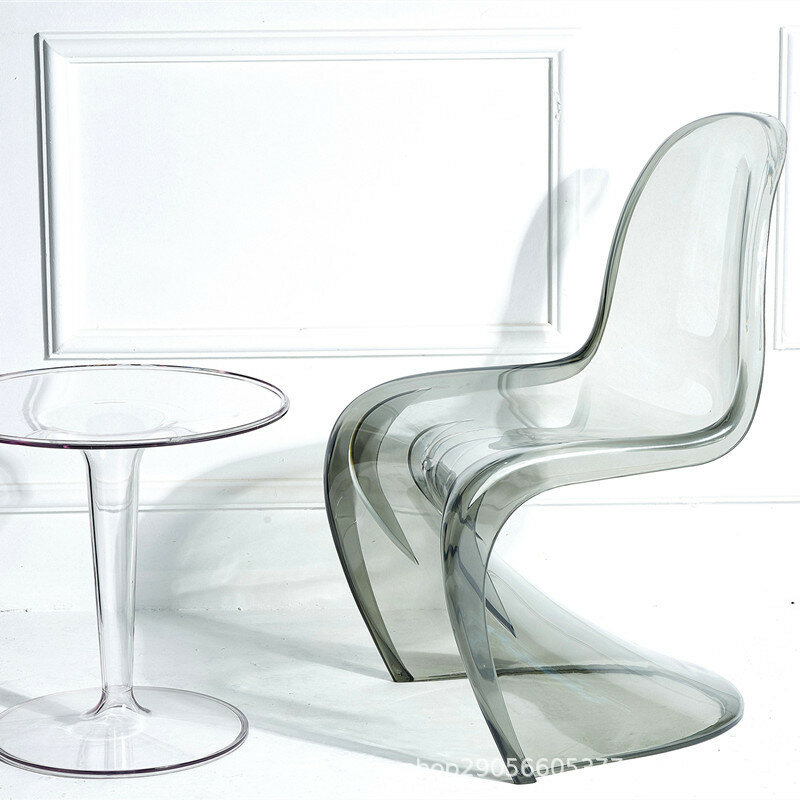 Chaise de Salle à Manger Nordique Moderne Simple et Créative, en Plastique Acrylique, Transparent, en Clip de miles Rouge Fantôme