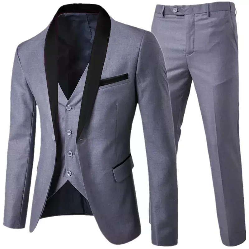 2023 Fashion New Men's Boutique Business Wedding Groom Suit 3 Pcs Set / Male Slim Fit Plus Size Dress Blazers Jacket Pants Vest