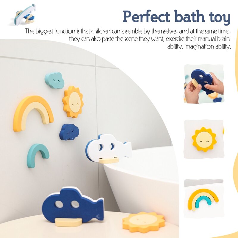 Hildren adesivi per il bagno giocattoli giocattolo per il bagnetto giocattoli educativi per bambini puzzle cognitivi giocattolo galleggiante in schiuma per giocattoli da bagno per vasca da bagno per bambini
