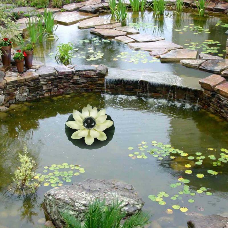 Luces de piscina flotantes de loto, luces de estanque de flores, luces de piscina solares para estanque de flores, playa, césped y accesorios de piscina