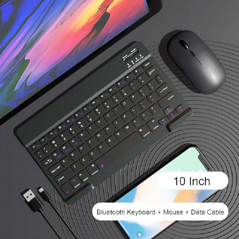 Wireless iPad Keyboard For Bluetooth Keyboard and Mouse Set 10 Inch Rechargeable Bluetooth For Korean Russian Portuguese Arabic