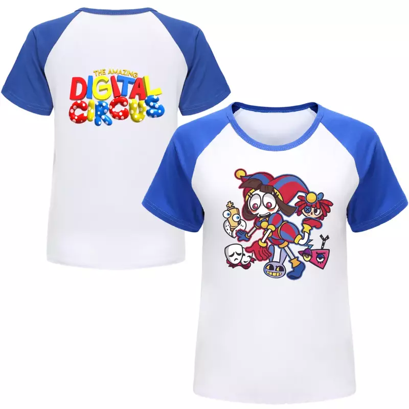 Новинка весенне-летние футболки с коротким рукавом и принтом "цифровой цирк", Детская толстовка унисекс
