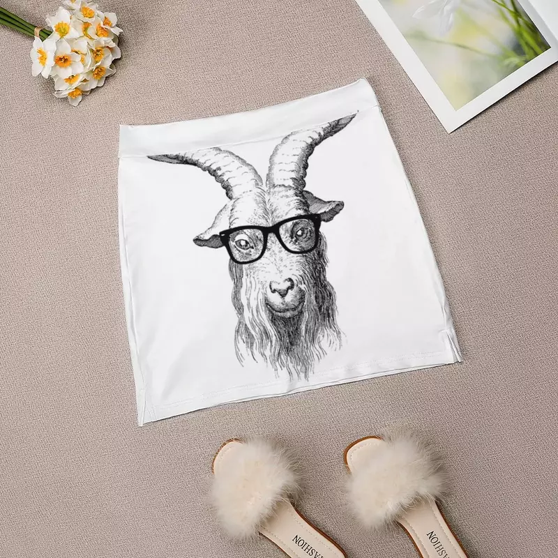 Jupe de chèvre Hipster avec lunettes pour femmes, jupes esthétiques, jupes courtes animaux, nouvelle mode