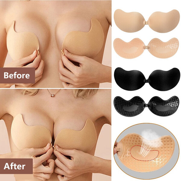 Mới Vô Hình Push Up Bra Hở Lưng Áo Ngực Trơn Liền Mạch Trước Đóng Cửa Bralette Quần Lót Nữ Tự Dính Silicone Dính Chắc