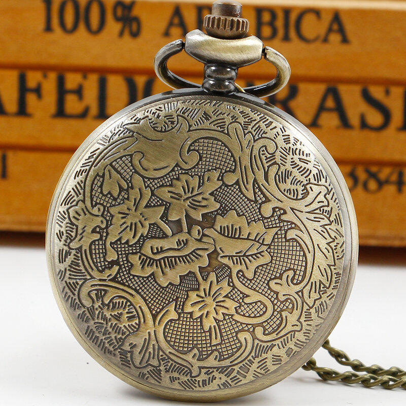 Cool Wolf Carved Hollow Quartz Pocket Watch For Men Women Personalised Vintage Necklace Pendant Gifts With Chain