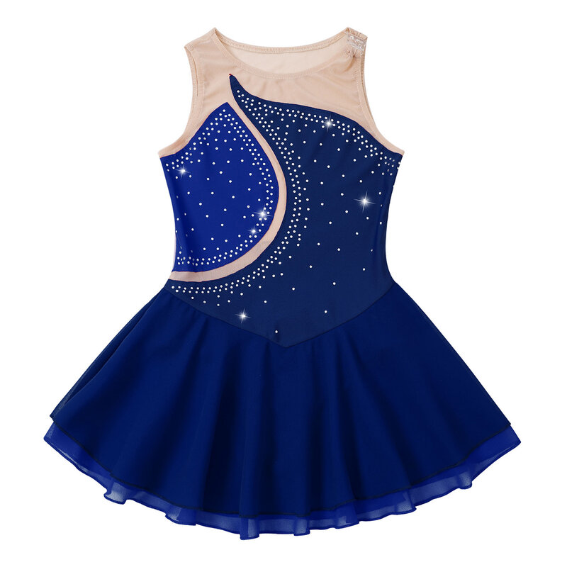 Детское танцевальное платье для девочек, балетная пачка без рукавов, блестящее трико из сетчатой ткани, платье, танцевальная одежда