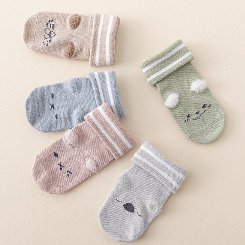 2023 Newborn Baby Floor Socks Winter 5 Color Middle Socks Cute Warm Soft Socks Home Children