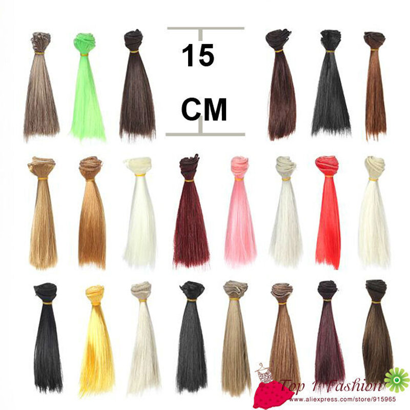 1pcs hair 15cm shine color heat resistant straight doll hair for 1/3 1/4 1/6 BJD doll diy accessory