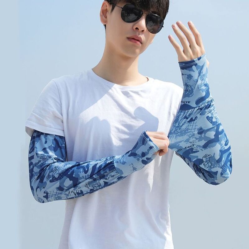 Ice Silk Camouflage Sleeves Elastic Sweat-absorbent Ice Sleeves Breathable Sun-protective Cooling Sleeves Cover