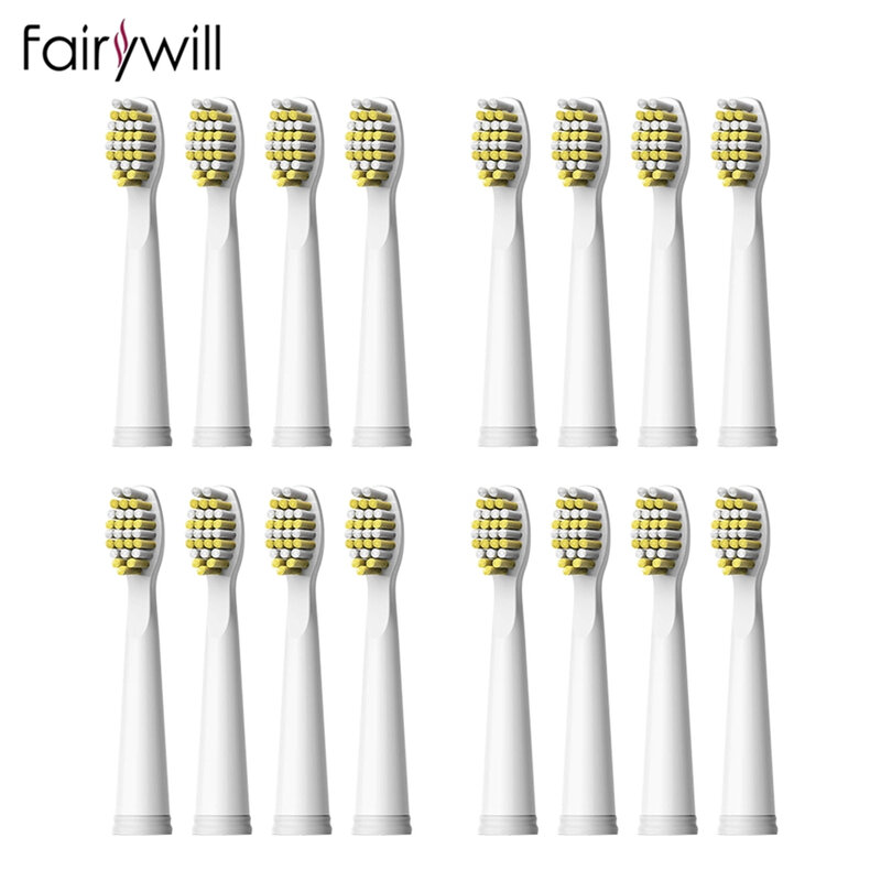 Kepala sikat gigi elektrik pengganti kepala sikat gigi cocok untuk Fairywill 507 508 917 959 551 sikat gigi 16 buah (4 Pak)