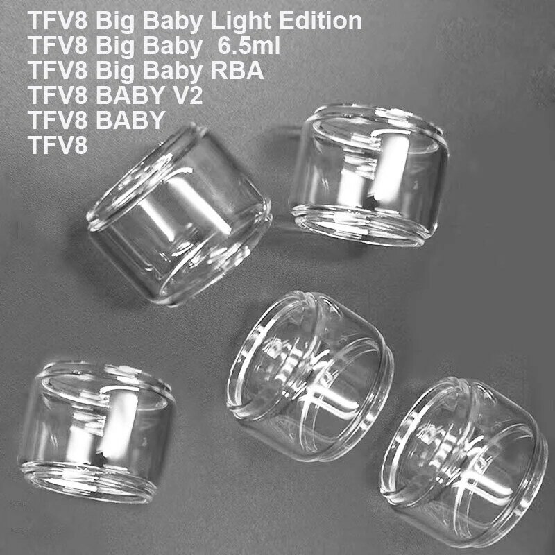 Tubo de vidrio de burbujas de 5 piezas, contenedor de Tanque de vidrio de edición ligera para TFV8 BABY V2 TFV8 Big Baby RBA TFV8